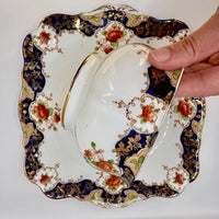 Royal Standard bone china Imari tea set with navy, gold, and floral design – 20-piece vintage collection