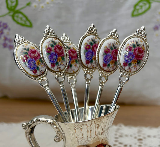 Vintage Royale County Meadow silver plated pastry forks and spoons set of 12