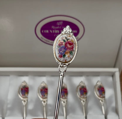 Vintage Royale County Meadow silver plated pastry forks and spoons set of 12