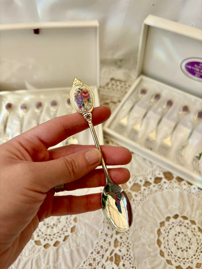 Vintage Royale County Meadow silver plated pastry forks and spoons set of 12
