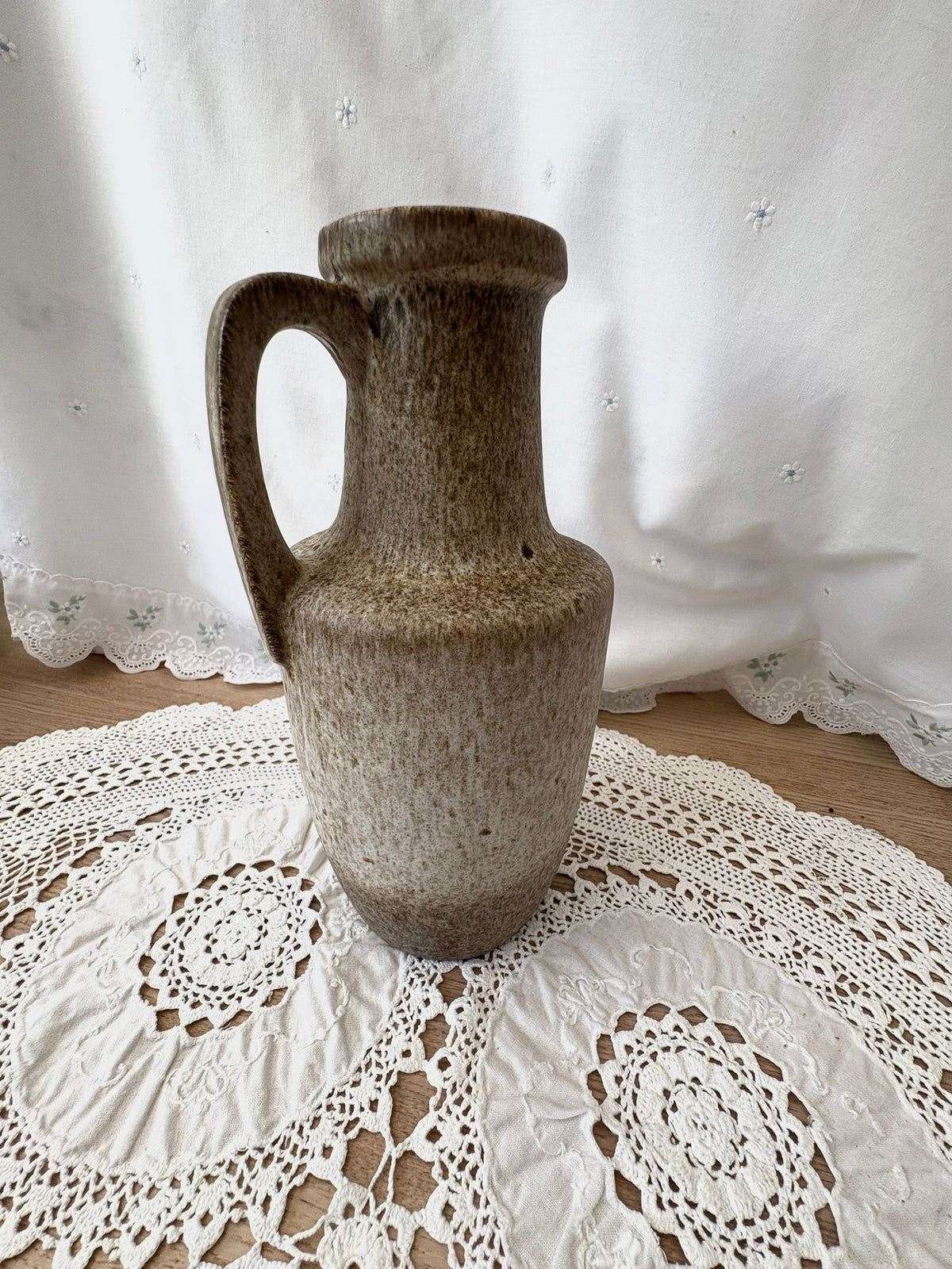 Vintage West Germany pottery vase with decorative glazed ceramic finish