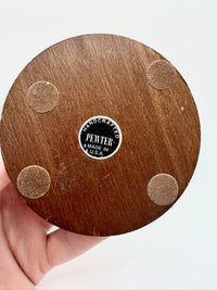 Vintage Ricker Pewter Deer and Bunny Figurine on Wooden Base