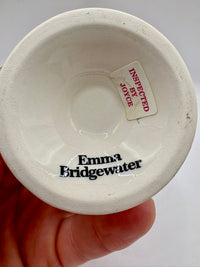 Ceramic bowl with 'Emma Bridgewater' branding and a label reading 'Inspected by Joyce'.