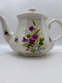 Vintage Sadler Windsor floral teapot with pansy trellis and violets design