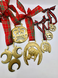 Set of 3 vintage horse brass medallions collectible equestrian ornaments