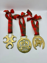 Set of 3 vintage horse brass medallions collectible equestrian ornaments