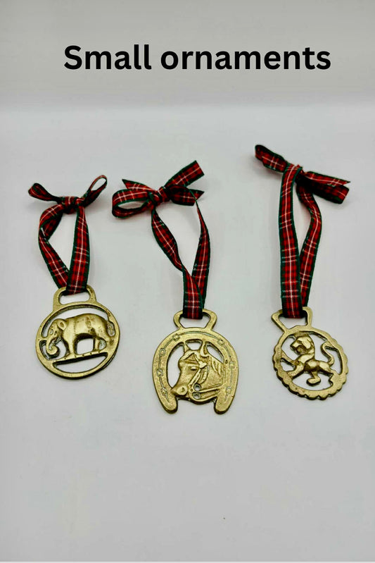 Set of 3 vintage horse brass medallions collectible equestrian ornaments