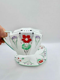 Shelley Pansies Queen Anne Trio and Creamer Vintage 1930 Demitasse