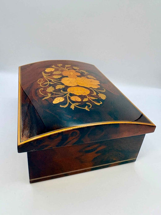 Italian Inlaid Mid Century Wooden Jewel Box Vintage Decorative Piece