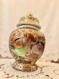 Antique Japanese Satsuma Lidded Urn Ginger Jar Collectible Vase