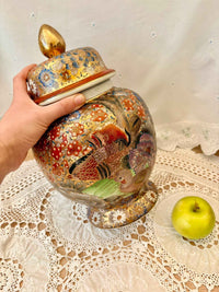 Antique Japanese Satsuma Lidded Urn Ginger Jar Collectible Vase