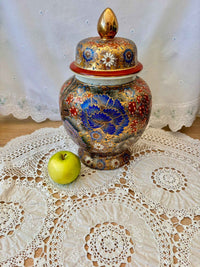 Antique Japanese Satsuma Lidded Urn Ginger Jar Collectible Vase