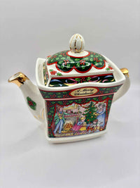 Vintage Sadler Christmas Morning Family Teapot Holiday Collectible