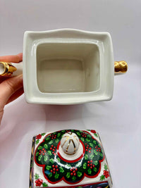 Vintage Sadler Christmas Morning Family Teapot Holiday Collectible