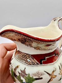 Antique George V Wedgwood Queen's Ware Polychrome Willow Pattern Jug c.1912
