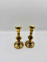 Antique Brass Victorian Small Pair of Collectible Candlestick Holders
