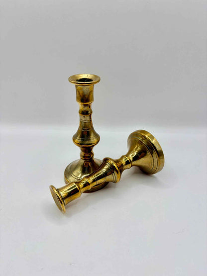 Antique Brass Victorian Small Pair of Collectible Candlestick Holders