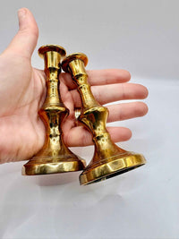 Antique Brass Victorian Small Pair of Collectible Candlestick Holders