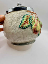 Staffordshire Hand Painted Cookie Jar Vintage Ceramic Collectible