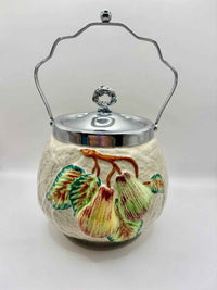 Staffordshire Hand Painted Cookie Jar Vintage Ceramic Collectible