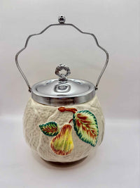 Staffordshire Hand Painted Cookie Jar Vintage Ceramic Collectible