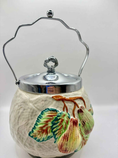 Staffordshire Hand Painted Cookie Jar Vintage Ceramic Collectible