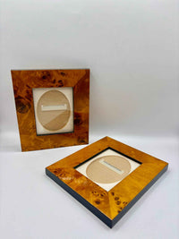 Set of Two Burl Wood Picture Frames Vintage Natural Wooden Design