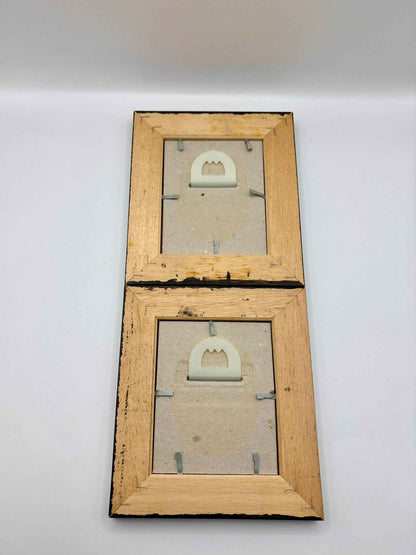 Set of Two Burl Wood Picture Frames Vintage Natural Wooden Design