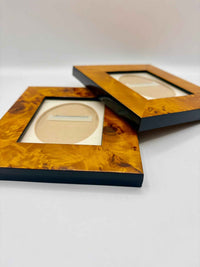 Set of Two Burl Wood Picture Frames Vintage Natural Wooden Design