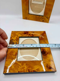 Set of Two Burl Wood Picture Frames Vintage Natural Wooden Design