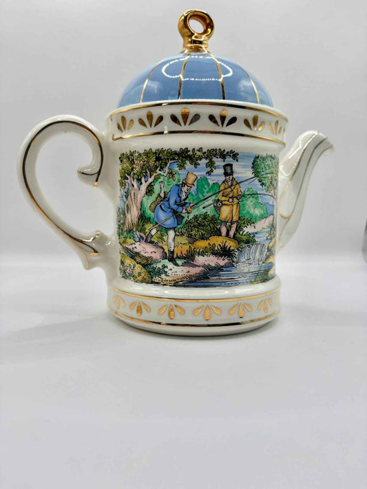 Sadler Sporting Scenes 18th Century Fishing Vintage Teapot