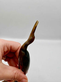 Vintage Carved Bone Heron Figurine | 1970s Small Crane MCM Ornament