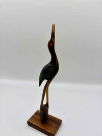 Vintage Carved Bone Heron Figurine | 1970s Small Crane MCM Ornament
