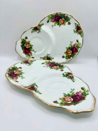 Old Country Roses snack plates grouped together