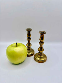 Pair of Small Antique Brass Candlesticks Victorian Style