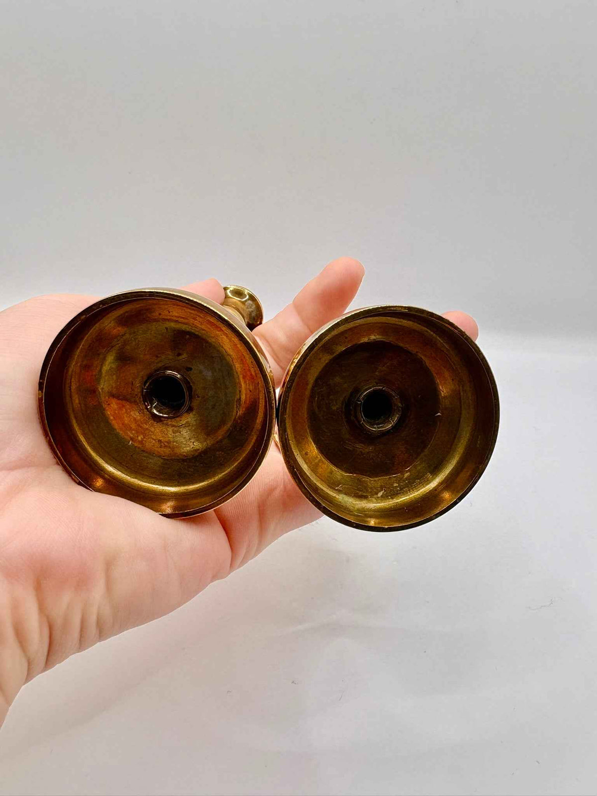 Pair of Small Antique Brass Candlesticks Victorian Style