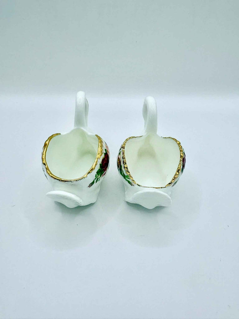 Set of 2 Royal Albert Old Country Roses Swans vases – Gold Trim 1970s