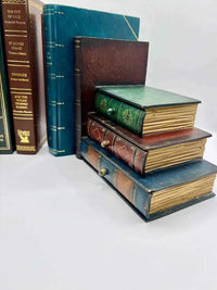 Vintage Faux Bookend Storage Box with Three Storage Drawers Design