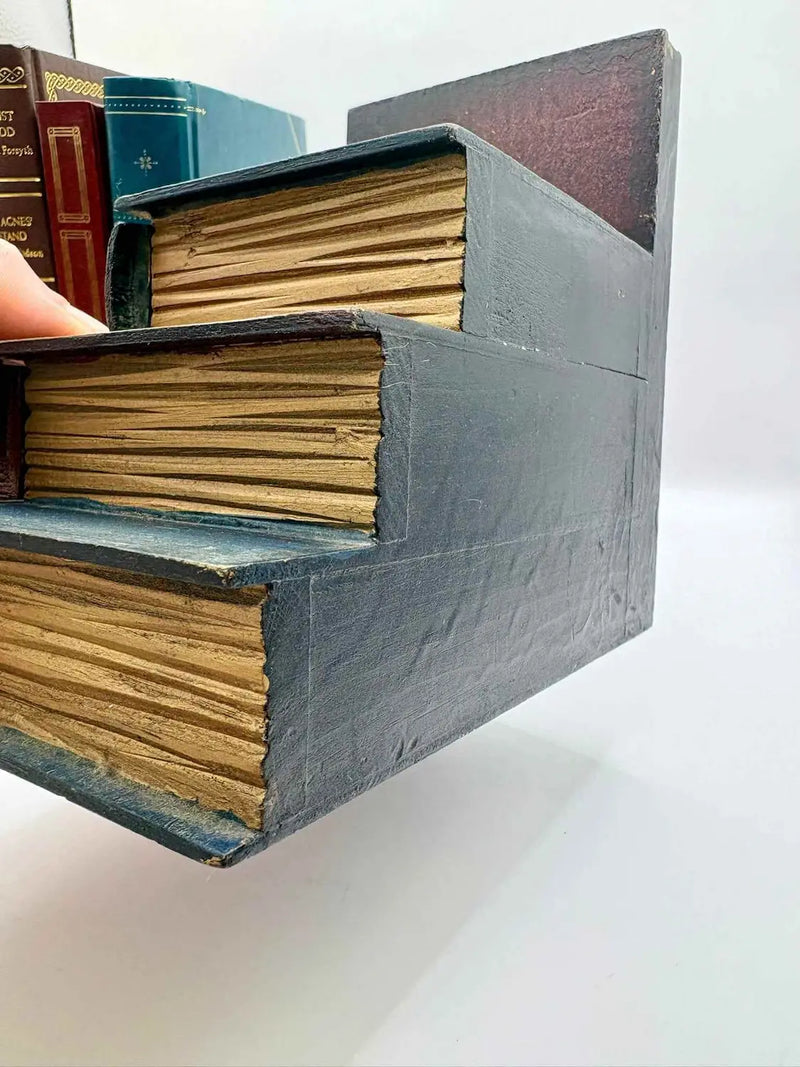 Vintage Faux Bookend Storage Box with Three Storage Drawers Design