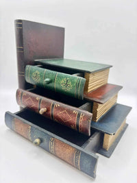 Vintage Faux Bookend Storage Box with Three Storage Drawers Design