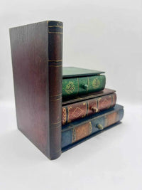 Vintage Faux Bookend Storage Box with Three Storage Drawers Design