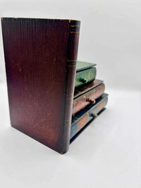 Vintage Faux Bookend Storage Box with Three Storage Drawers Design