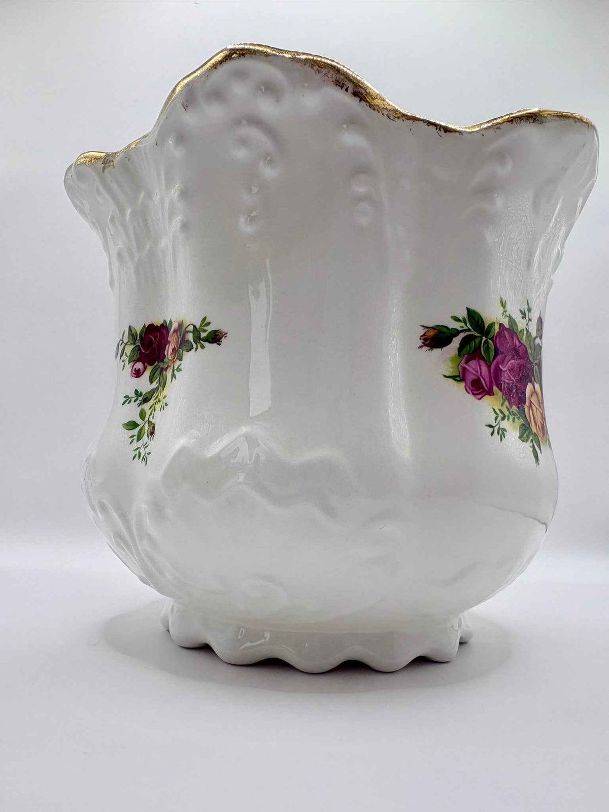 Royal Albert Old Country Roses Large Planter Flower Pot Gold Trim