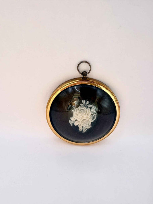 Vintage Peter Bates Miniature Cameo Picture Flowers Wall Decor