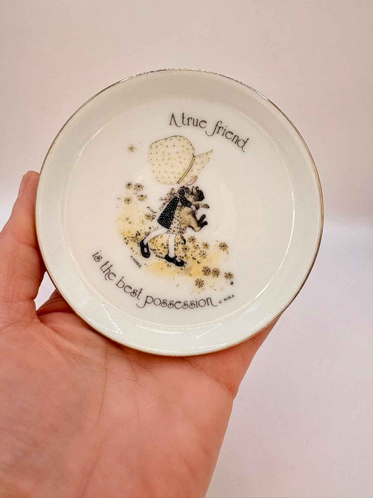 Vintage Holly Hobbie Porcelain Tea Bag Holder Dish 1973 Collectible