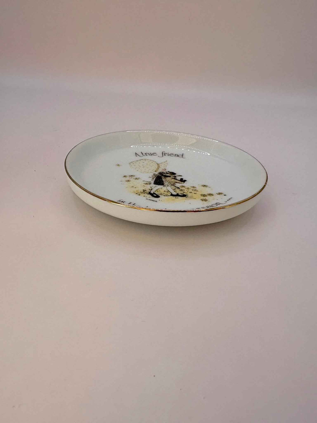 Vintage Holly Hobbie Porcelain Tea Bag Holder Dish 1973 Collectible