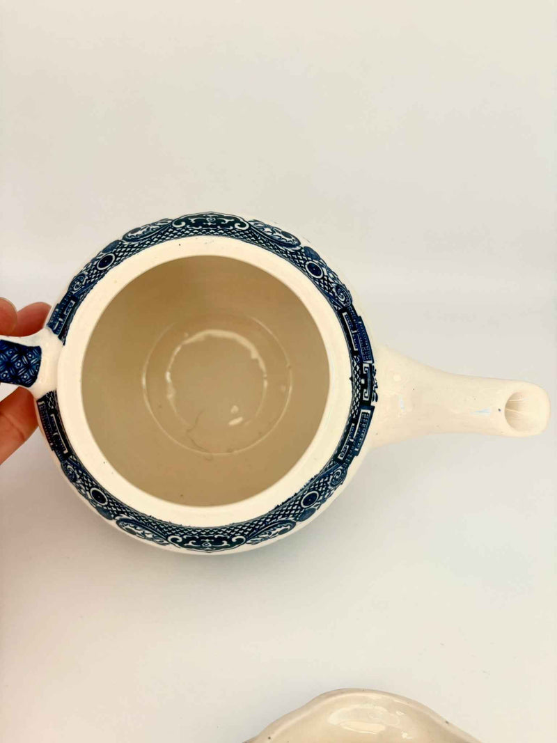 Vintage Johnson Bros Willow Pattern Small Teapot 1950s Collectible