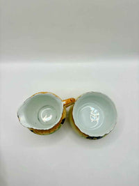 Hand Painted Porcelain Creamer and Sugar Bowl – Floral Pansy Design