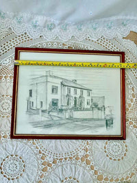 Original Vintage Pencil Drawing by K. Hope – Framed Artwork