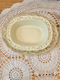 Set of ceramic plates on a lace doily